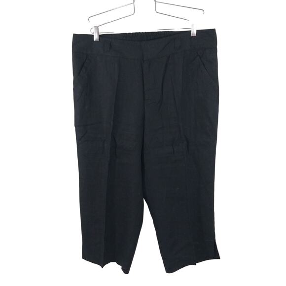 KIM ROGERS! PURE LINEN! RICH BLACK CROPPED , NOTCHED ANKLE PANTS, SLACKS! SZ 1X - Picture 4 of 11